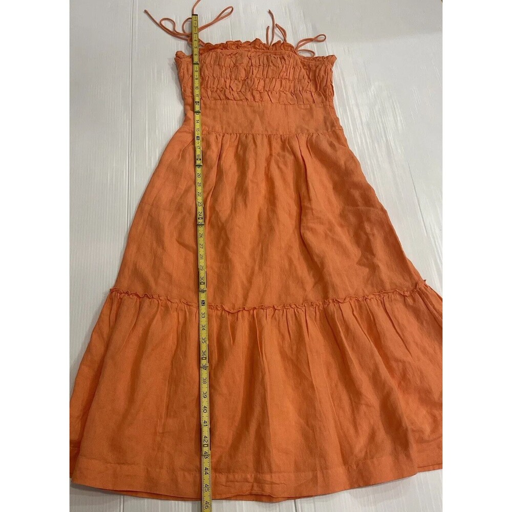 Free People Midi Dress Women Late Checkout Preppy Orange Vacay Boho Small New - Picture 4 of 12